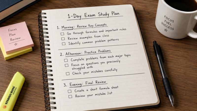 1 day exam study plan