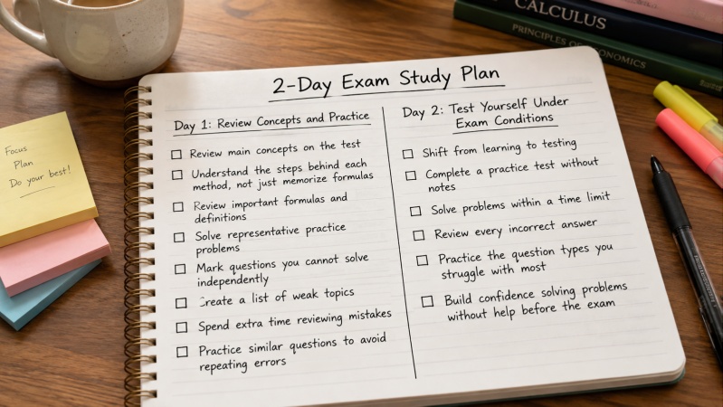 2 day exam study plan