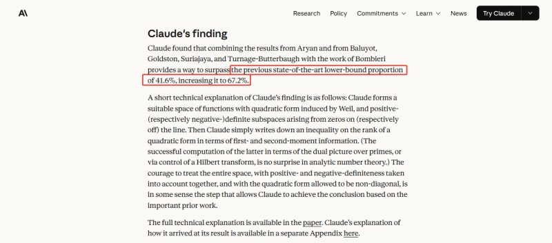 claude finding in math