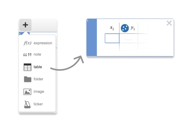 desmos table feature