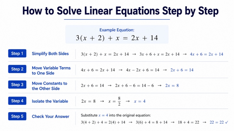 How to Solve Linear Equations Step by Step