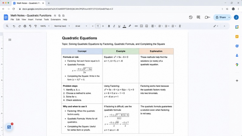 How to Take Math Notes on Google Docs