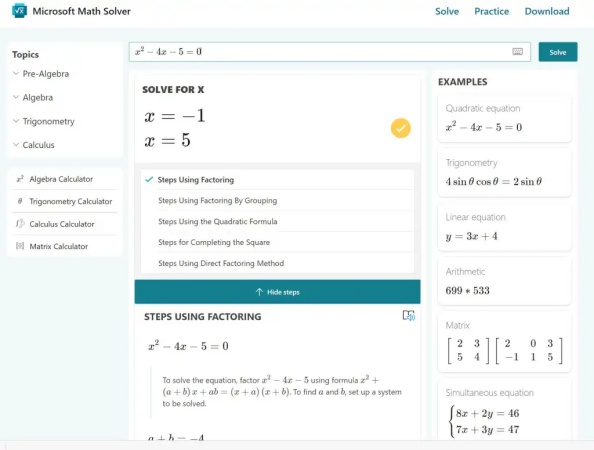 microsoft math solver overview