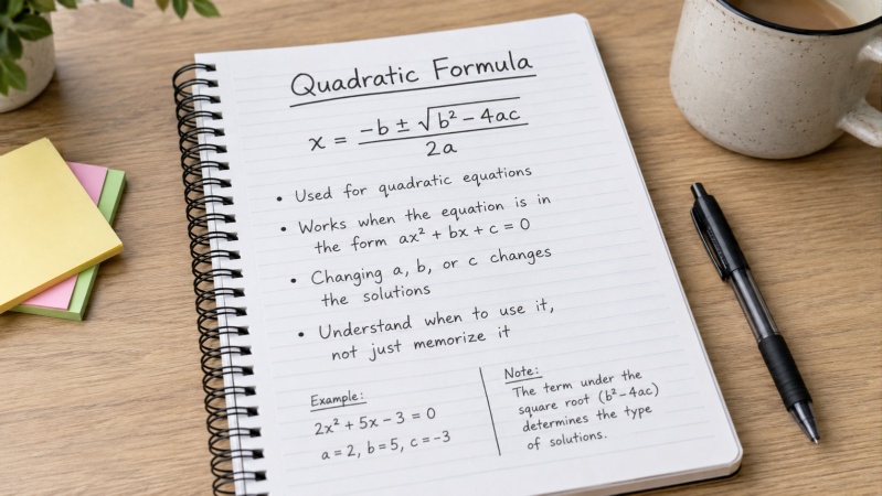 quadratic formula note
