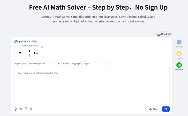 step 1 of using Decopy AI Math Solver