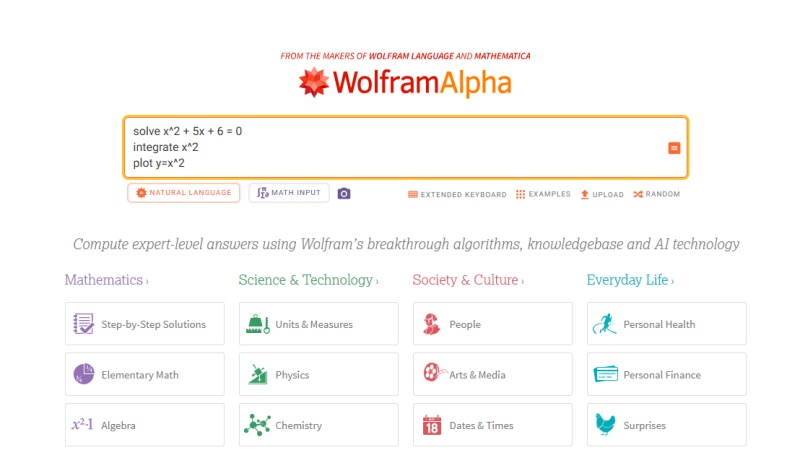 solve math on Wolfram Alpha