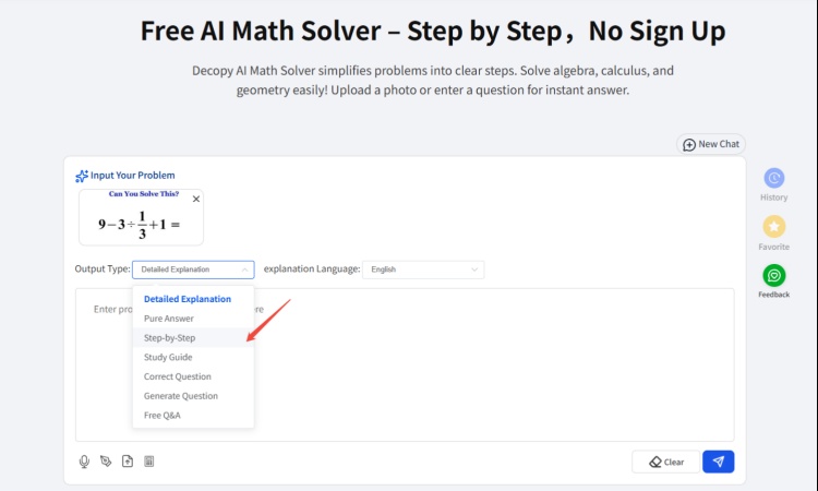 step 2 of using Decopy AI Math Solver