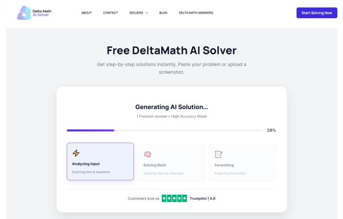 step 2 of using DeltaMath Solver