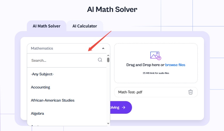 step 2 of using EduBrain AI Math Solver