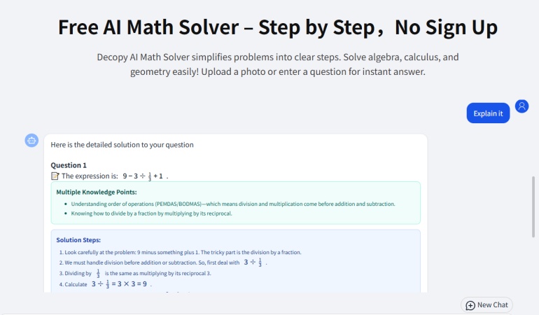step 3 of using Decopy AI Math Solver