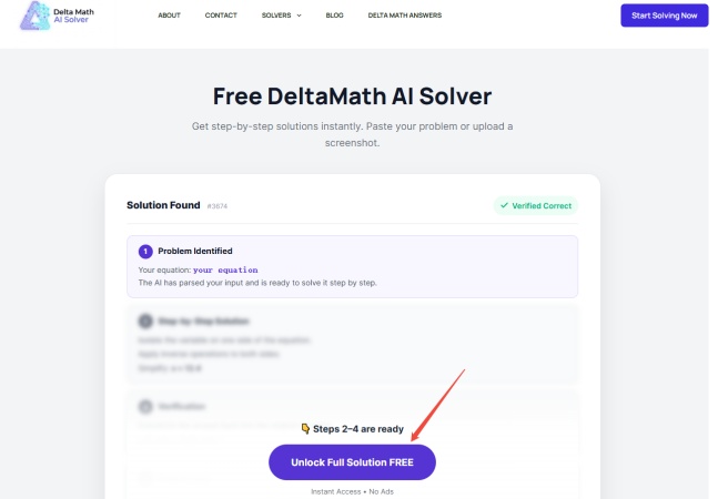 step 3 of using DeltaMath Solver