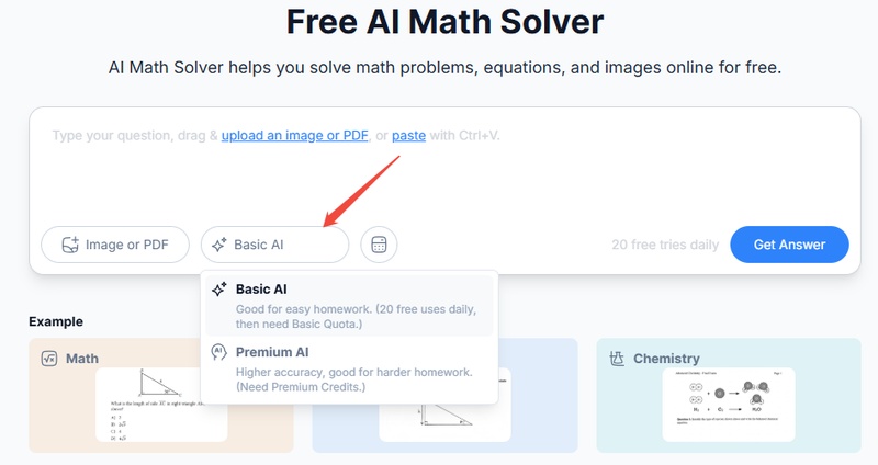 Step 3 of using NoteGPT AI Math Solver