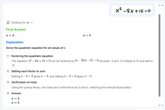 step 3 of using Solvely AI Math Solver