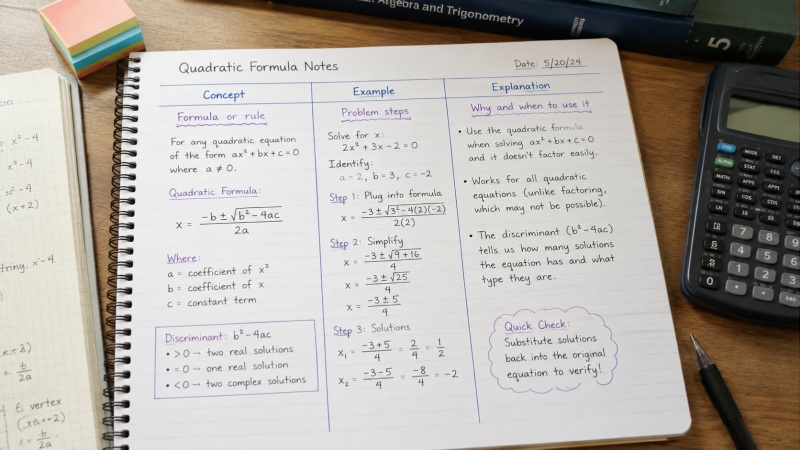 three-column note format