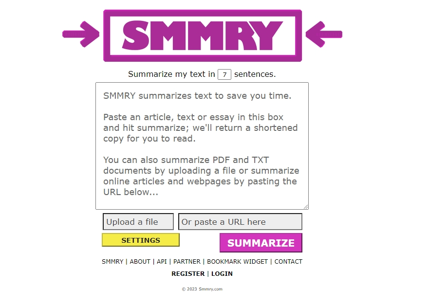 smmry: streamlined summaries