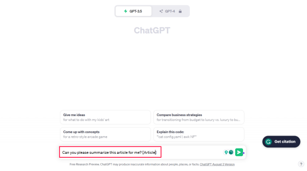 how to use ChatGPT to summarize an article