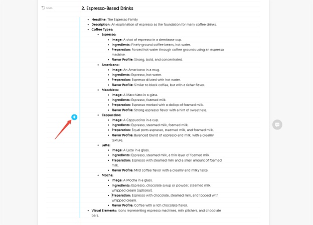 click blue lightning icon