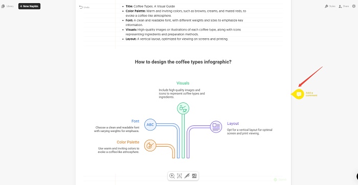write comment in napkin ai