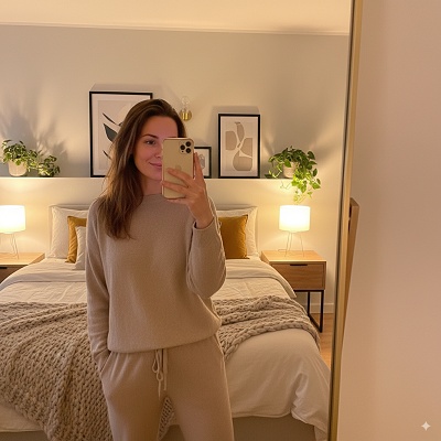 cozy mirror selfie