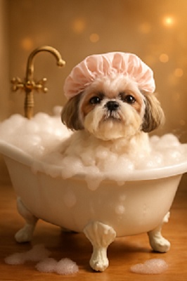 cute chatgpt prompt for dog bathroom photos