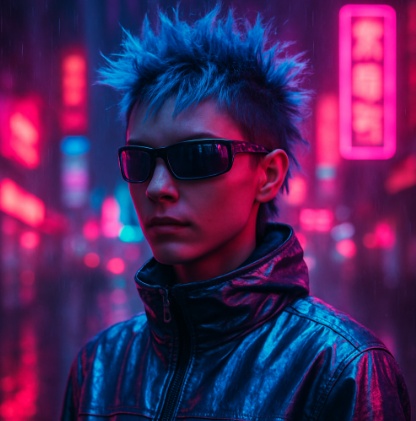 cyberpunk neon warrior avatar