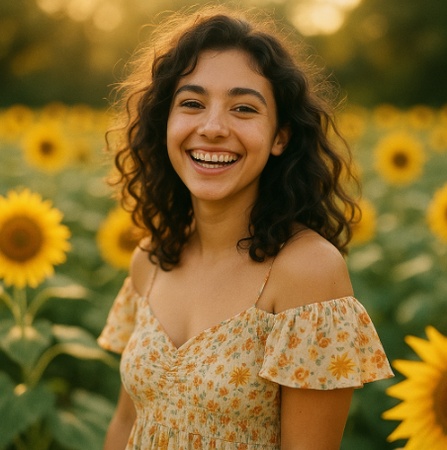 girl in sunflower field