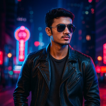 turn boy photo into neon style