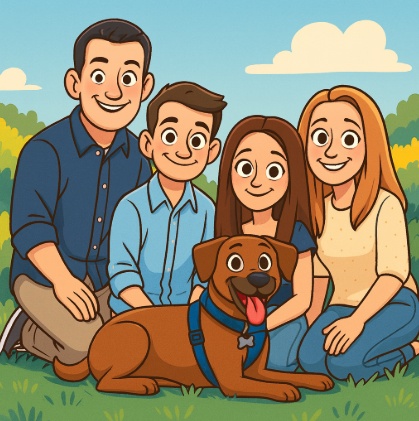 turn family photo into cartoon drawing style