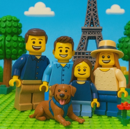 turn family photo into lego style portrait