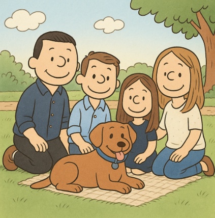 turn family photo into snoopy style cartoon