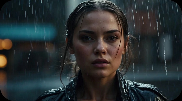 woman in the rain