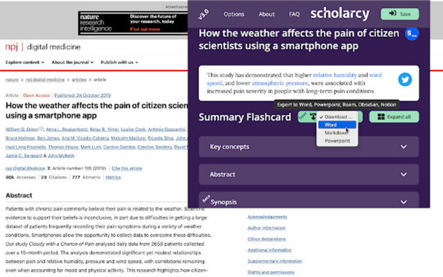 Scholarcy AI summarizer