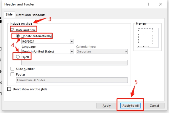 add date and time footer