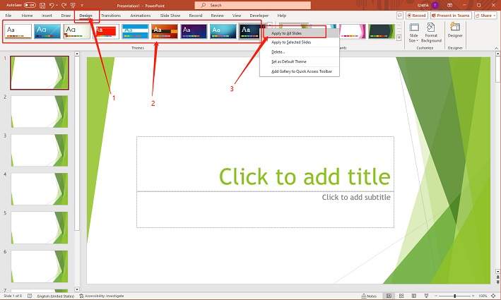 apply a theme to all slides