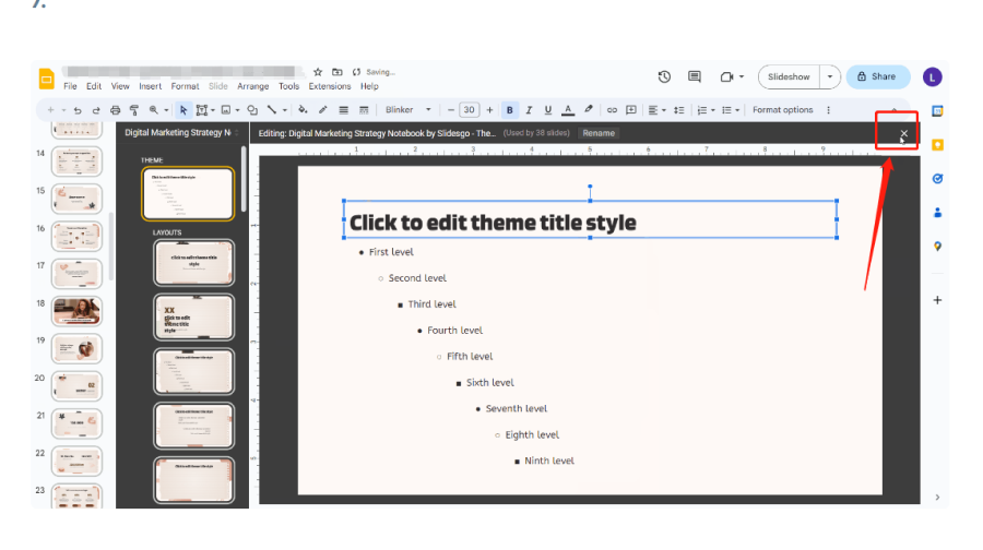 change all front and save
