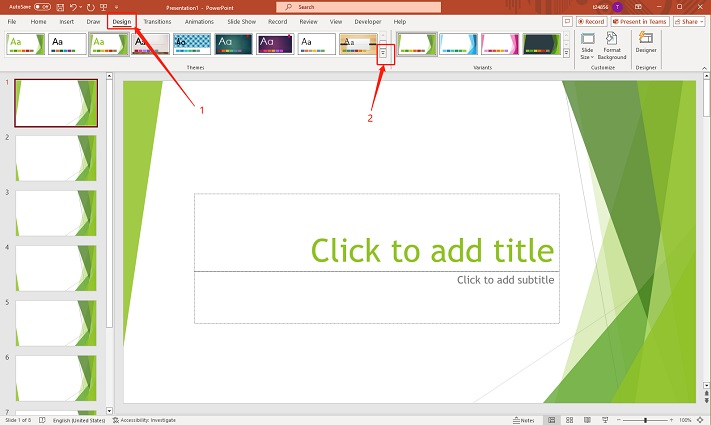 click more in the theme group