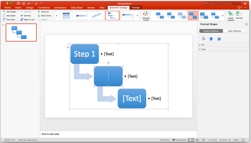 customize the smartart flowchart in powerpoint