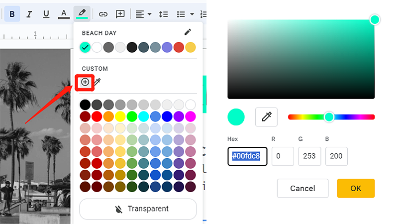 How to custom a color for Google Slides Highlighter