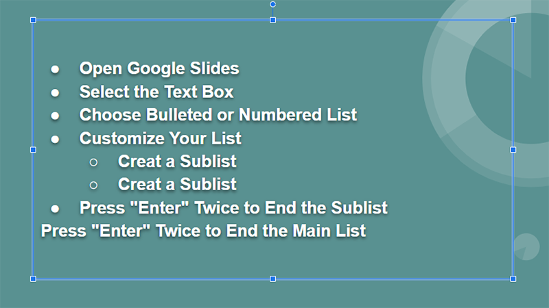 How to edit a list in Google Slides