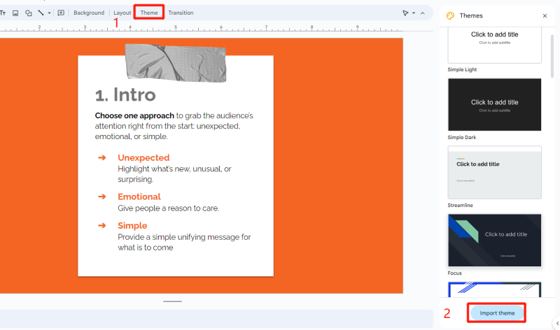  how to import themes to google slides