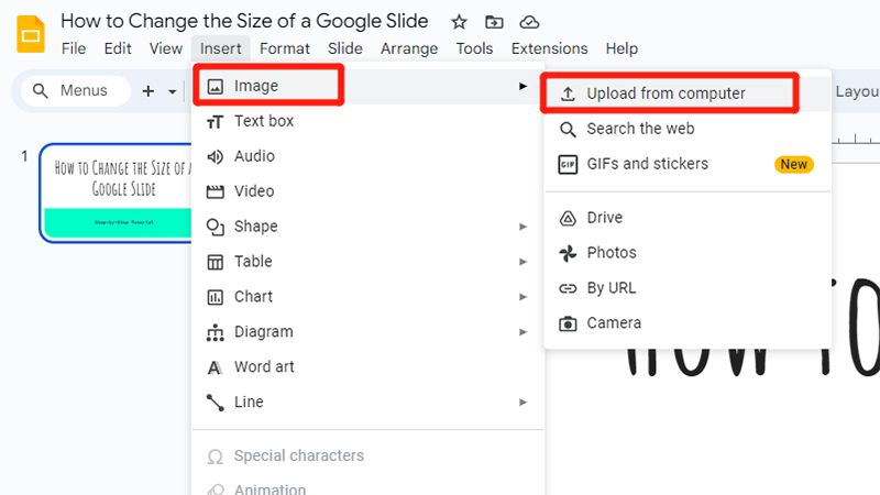 How to insert watermark in Google Slides