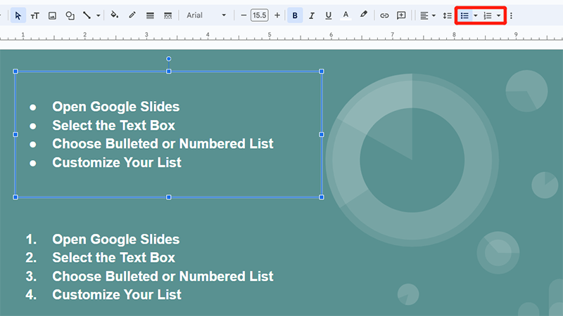 How to make a bullet point on Google Slides