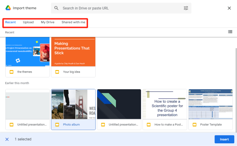 import themes to google slides by choose the theme