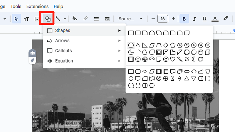 Insert a Shape for Google Slides Highlighter