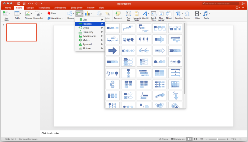 insert to make powerpoint flowchart