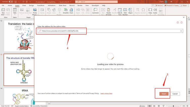 paste the link from youtube