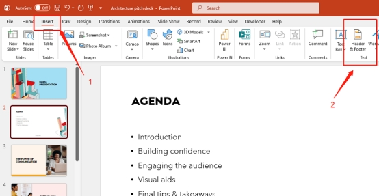 select header and footer