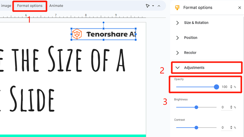 How to add a transparent watermark in Google Slides