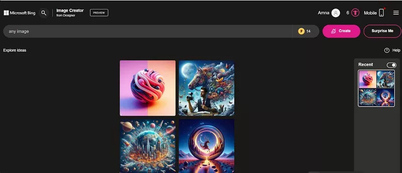 bing ai image generator using step 2