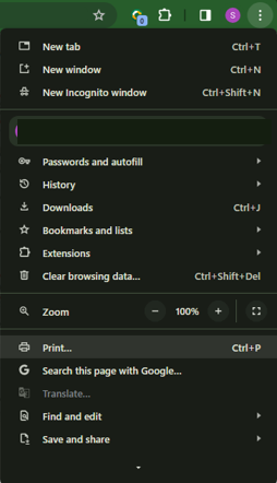 choose print and save google docs to pdf